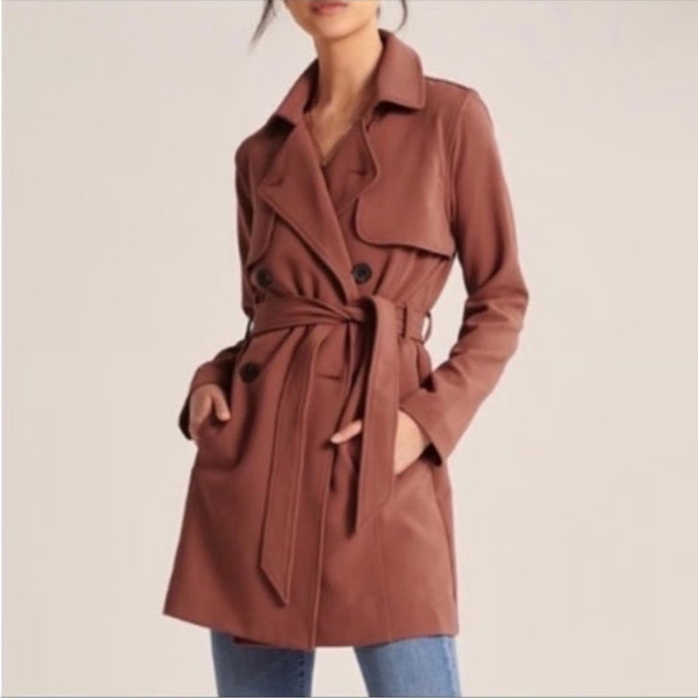 Abercrombie Drapey Trench Coat XS Rose